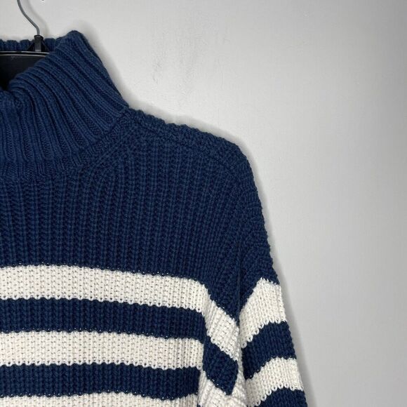Madewell Navy and White Striped Turtleneck Sweater - Picture 5 of 16